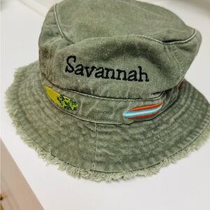 Green Bucket Kids Hat with Embroidered Patches